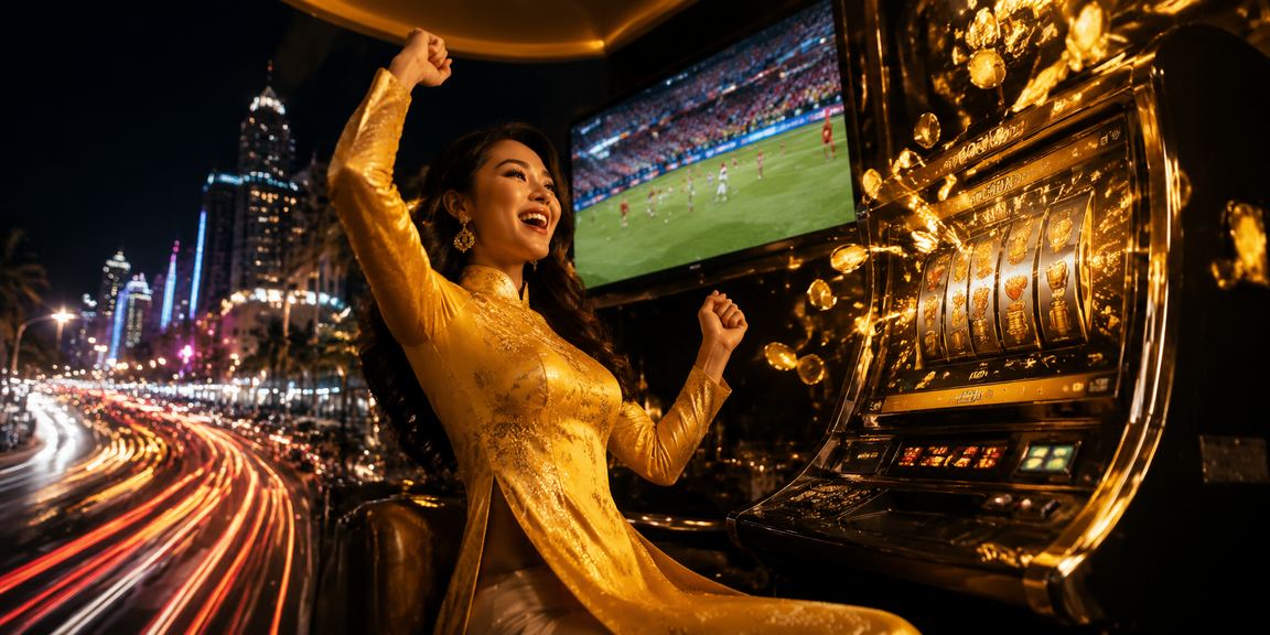 Người chơi slot game tại Đà Nẵng mặc áo dài trải nghiệm trên điện thoại