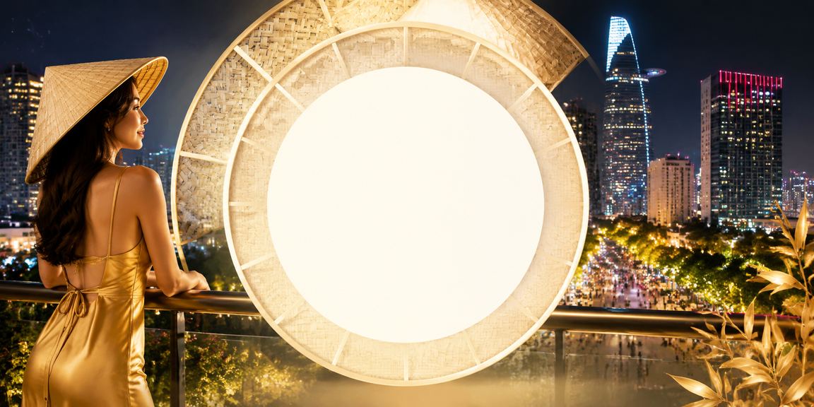 Người phụ nữ đội nón lá tham gia chương trình quay số may mắn tại TP.HCM