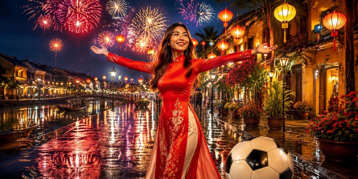 Người hâm mộ bóng đá theo dõi trận đấu trong không gian cổ kính tại Hội An