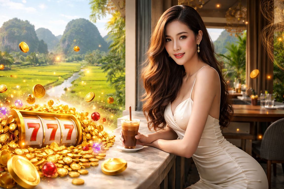 Người chơi Ninh Bình trải nghiệm slot game trên điện thoại tại quán cà phê